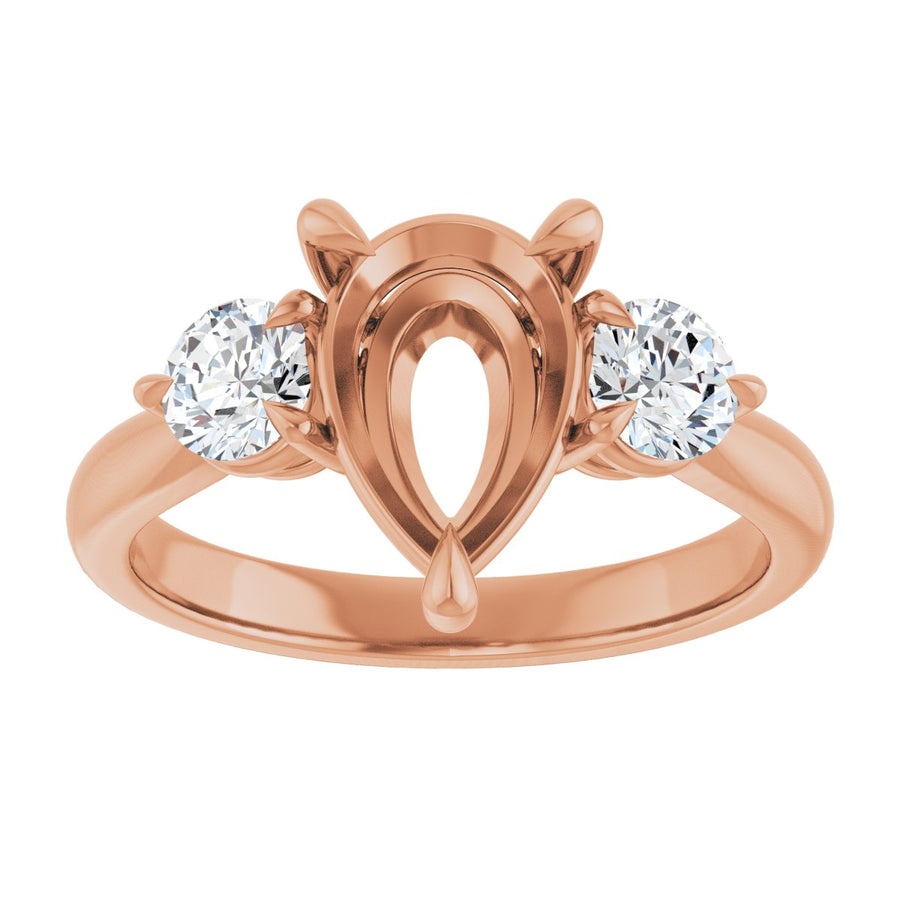 Pear Three-Stone Engagement Ring Semi-Mount - gallery - Series 123886
