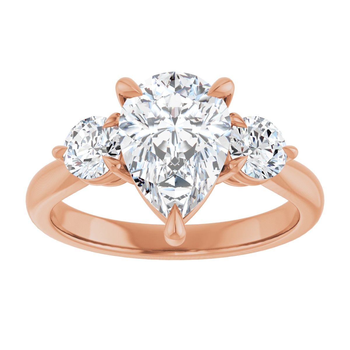 Pear Three-Stone Engagement Ring Semi-Mount - gallery - Series 123886