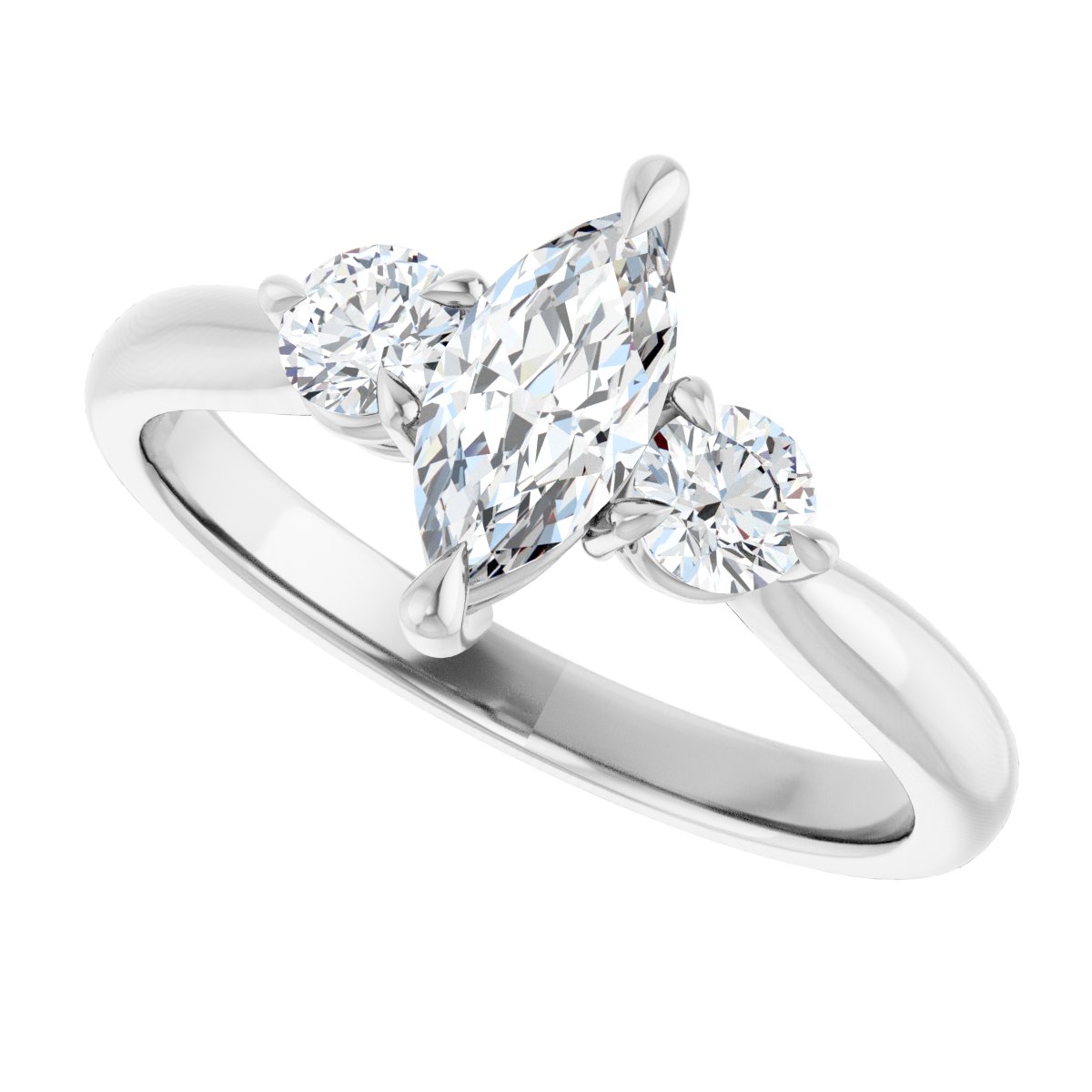 Marquise Three-Stone Engagement Ring Semi-Mount - gallery - Series 123886