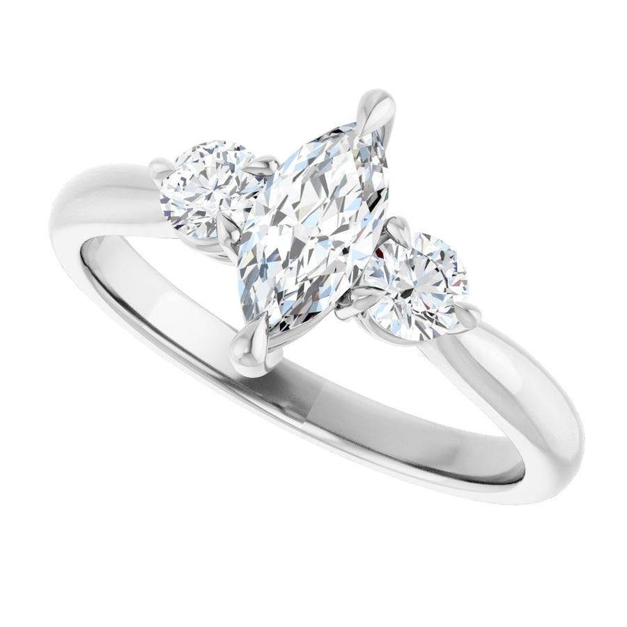 Marquise Three-Stone Engagement Ring Semi-Mount - gallery - Series 123886