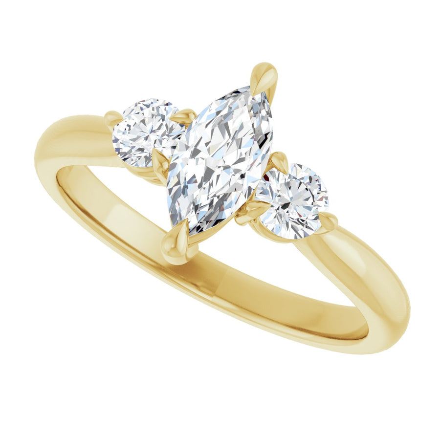 Marquise Three-Stone Engagement Ring Semi-Mount - gallery - Series 123886