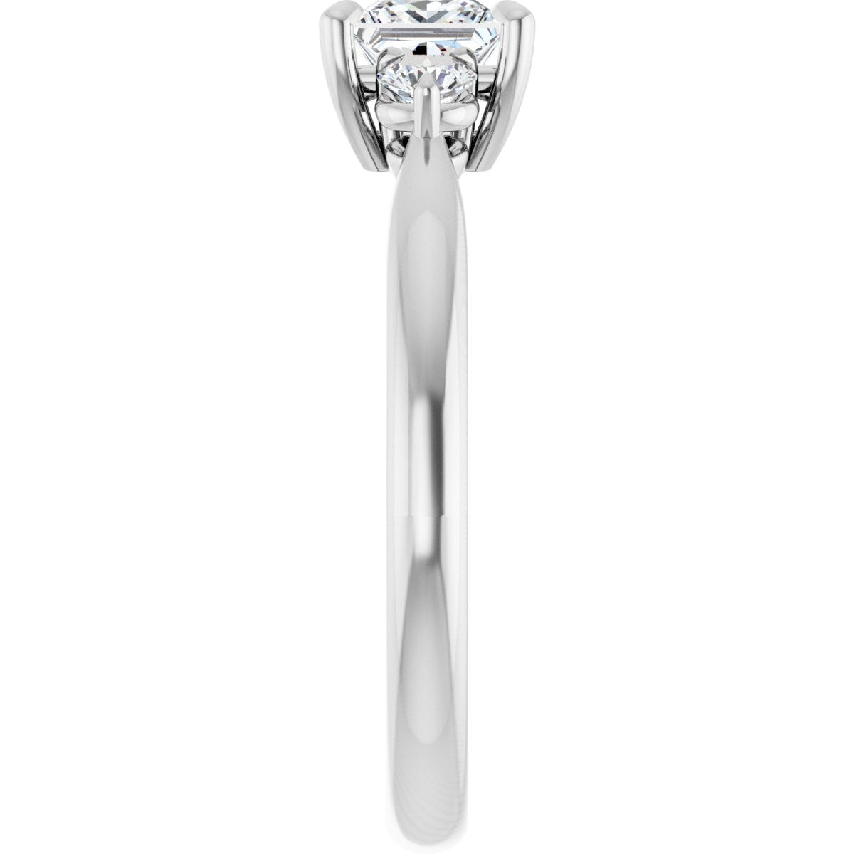 Square Three-Stone Engagement Ring Semi-Mount - gallery - Series 123886