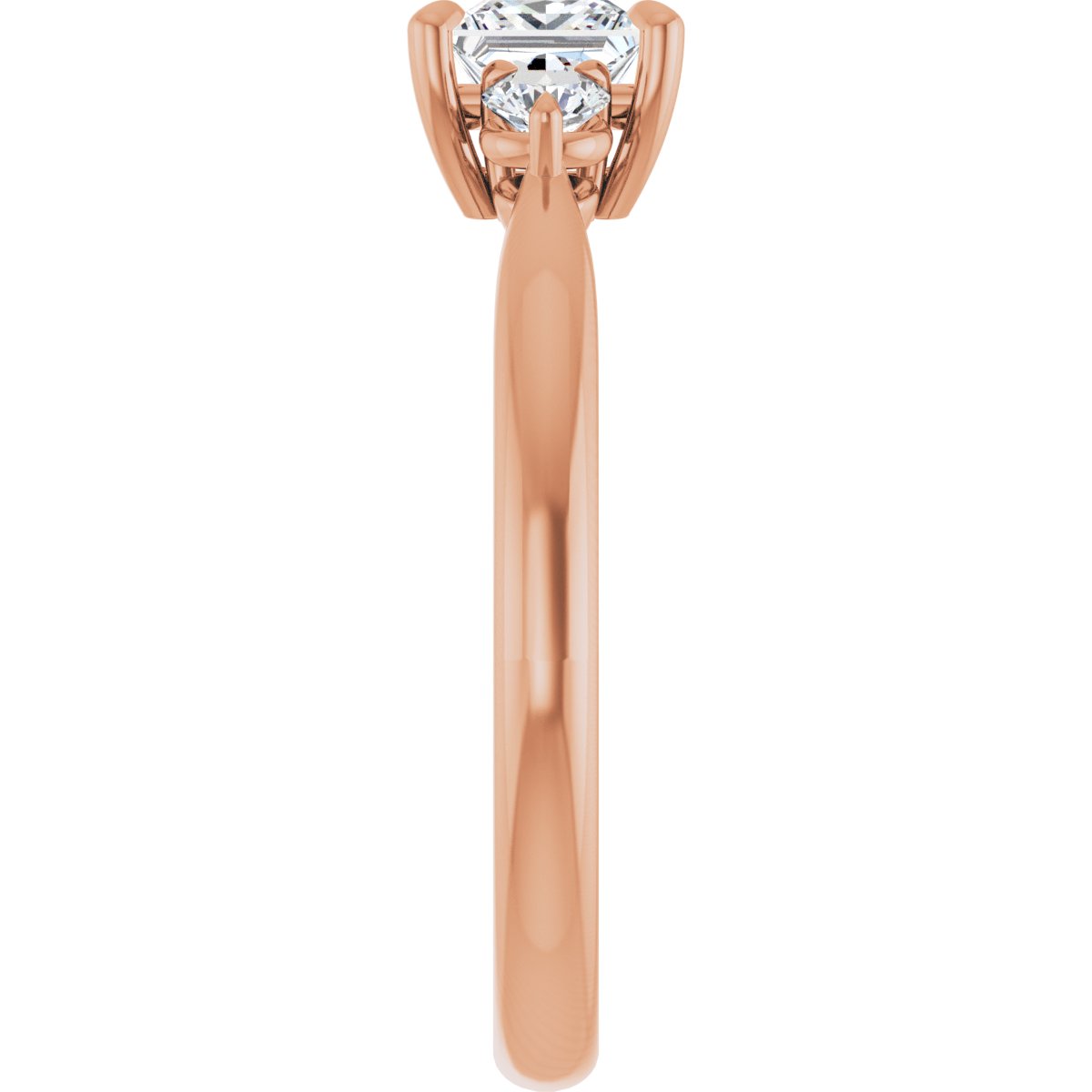Square Three-Stone Engagement Ring Semi-Mount - gallery - Series 123886