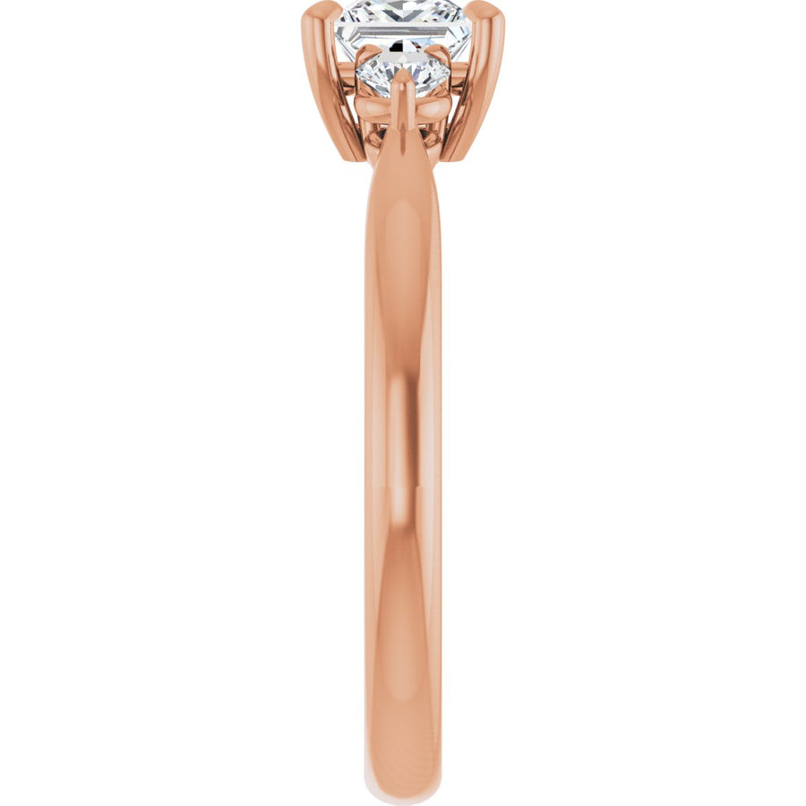 Square Three-Stone Engagement Ring Semi-Mount - gallery - Series 123886