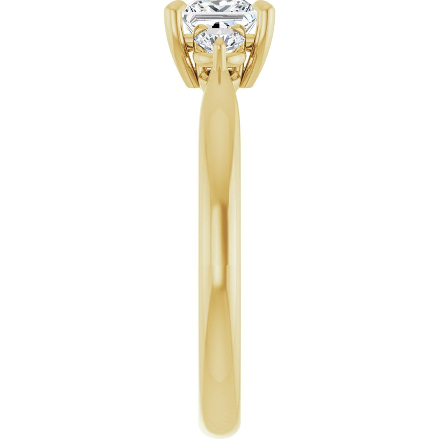 Square Three-Stone Engagement Ring Semi-Mount - gallery - Series 123886