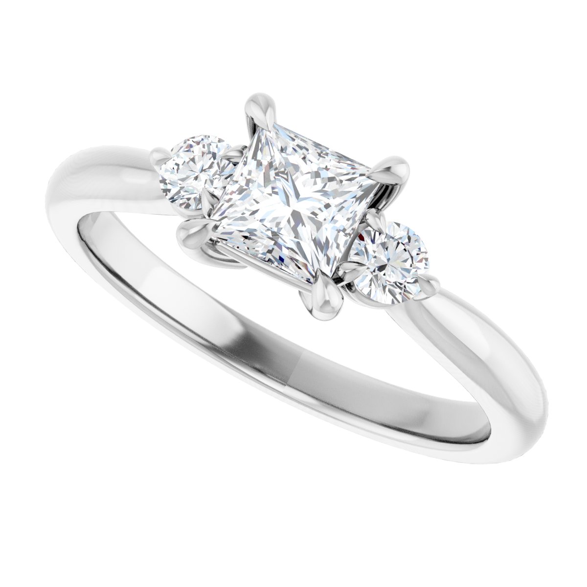 Square Three-Stone Engagement Ring Semi-Mount - gallery - Series 123886