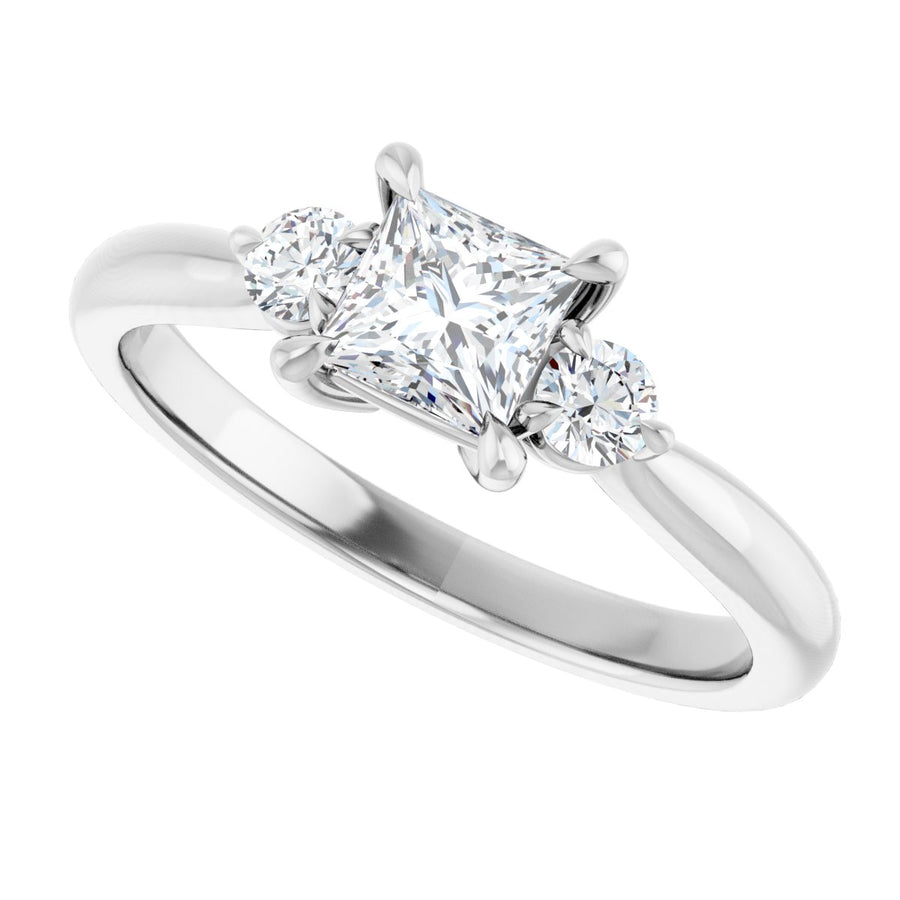 Square Three-Stone Engagement Ring Semi-Mount - gallery - Series 123886