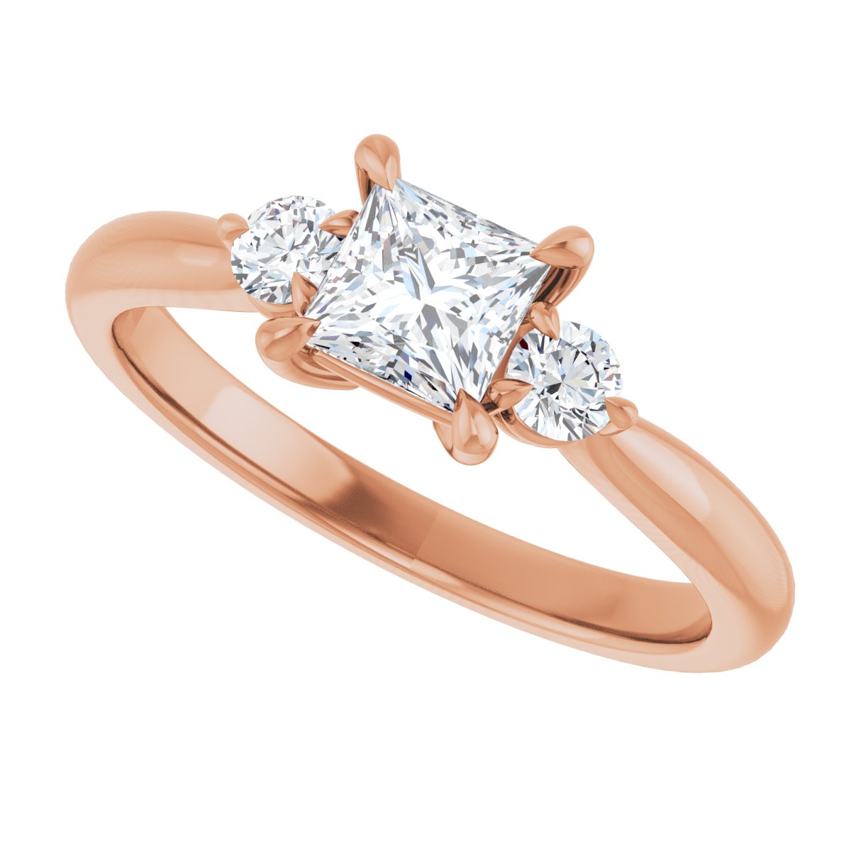 Square Three-Stone Engagement Ring Semi-Mount - gallery - Series 123886