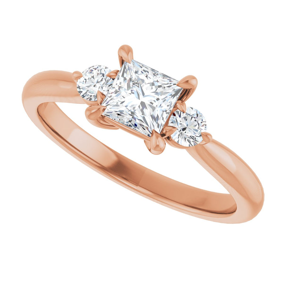 Square Three-Stone Engagement Ring Semi-Mount - gallery - Series 123886