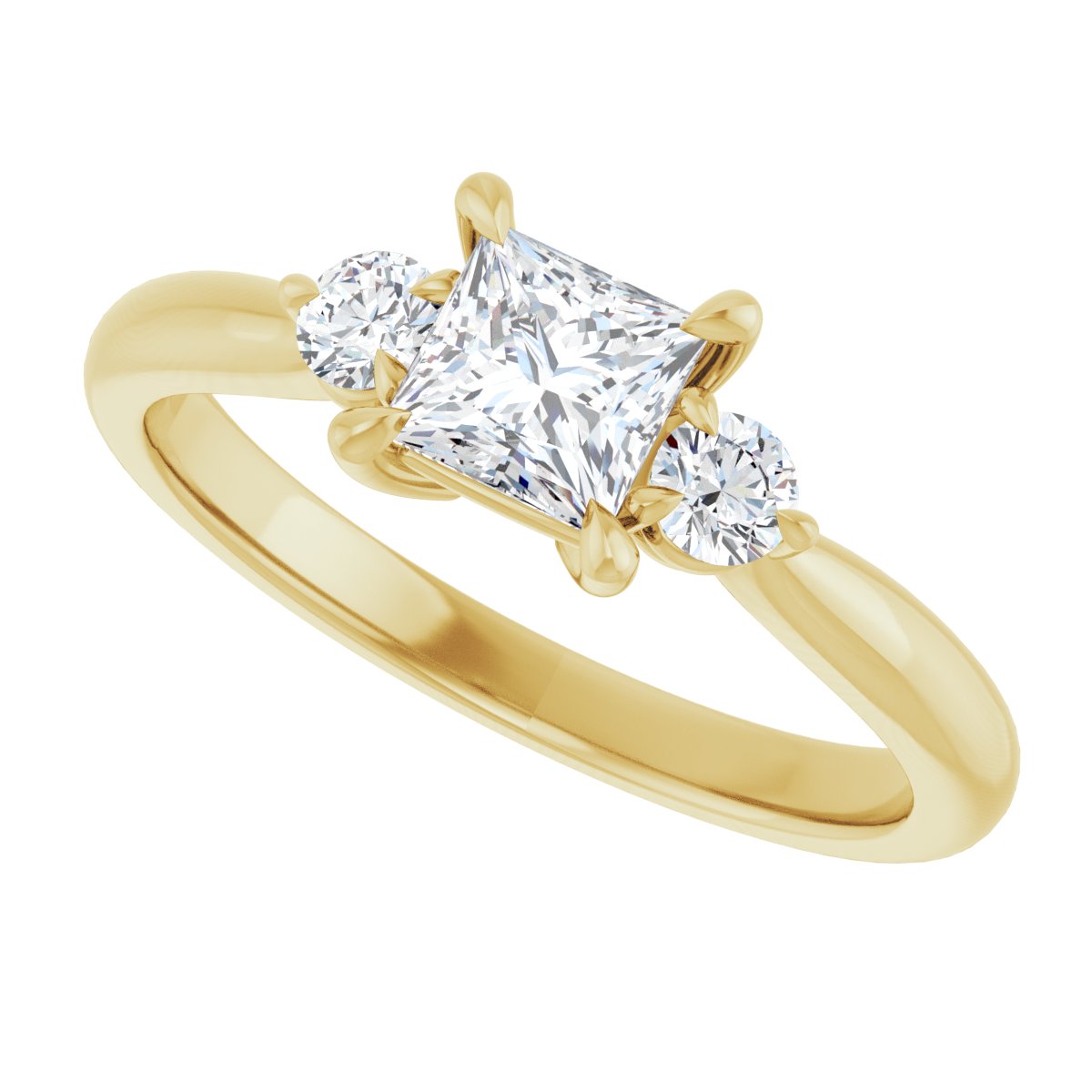 Square Three-Stone Engagement Ring Semi-Mount - gallery - Series 123886