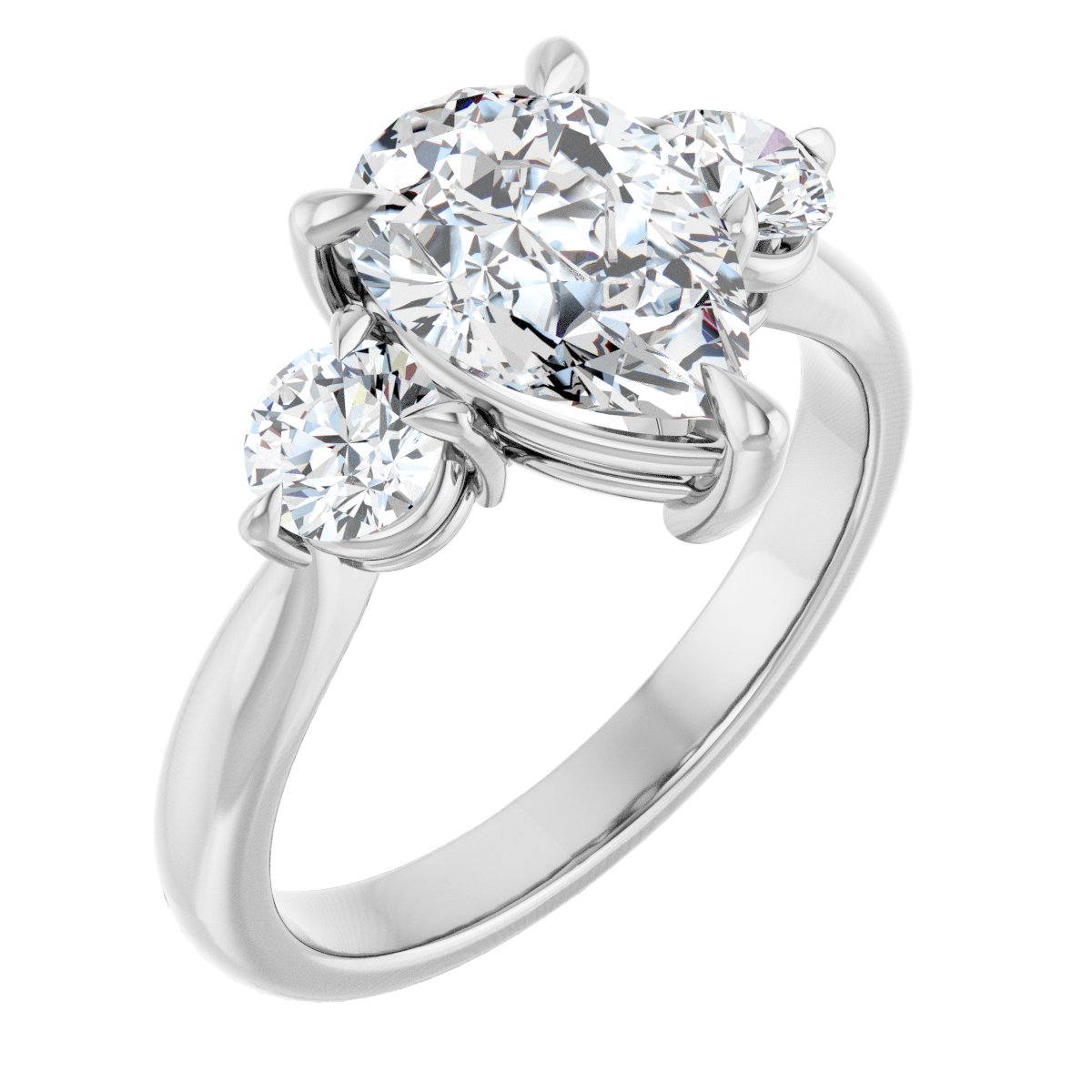 Natural Diamond Pear Three-Stone Engagement Ring Semi-Mount - Platinum - Series 123886