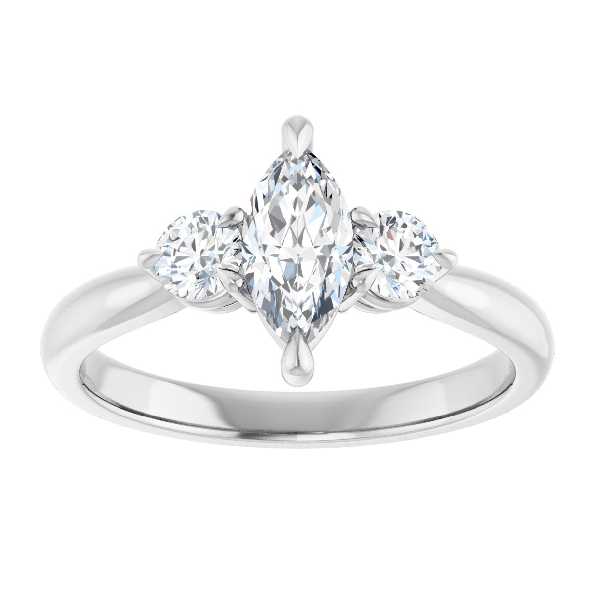 Marquise Three-Stone Engagement Ring Semi-Mount - gallery - Series 123886