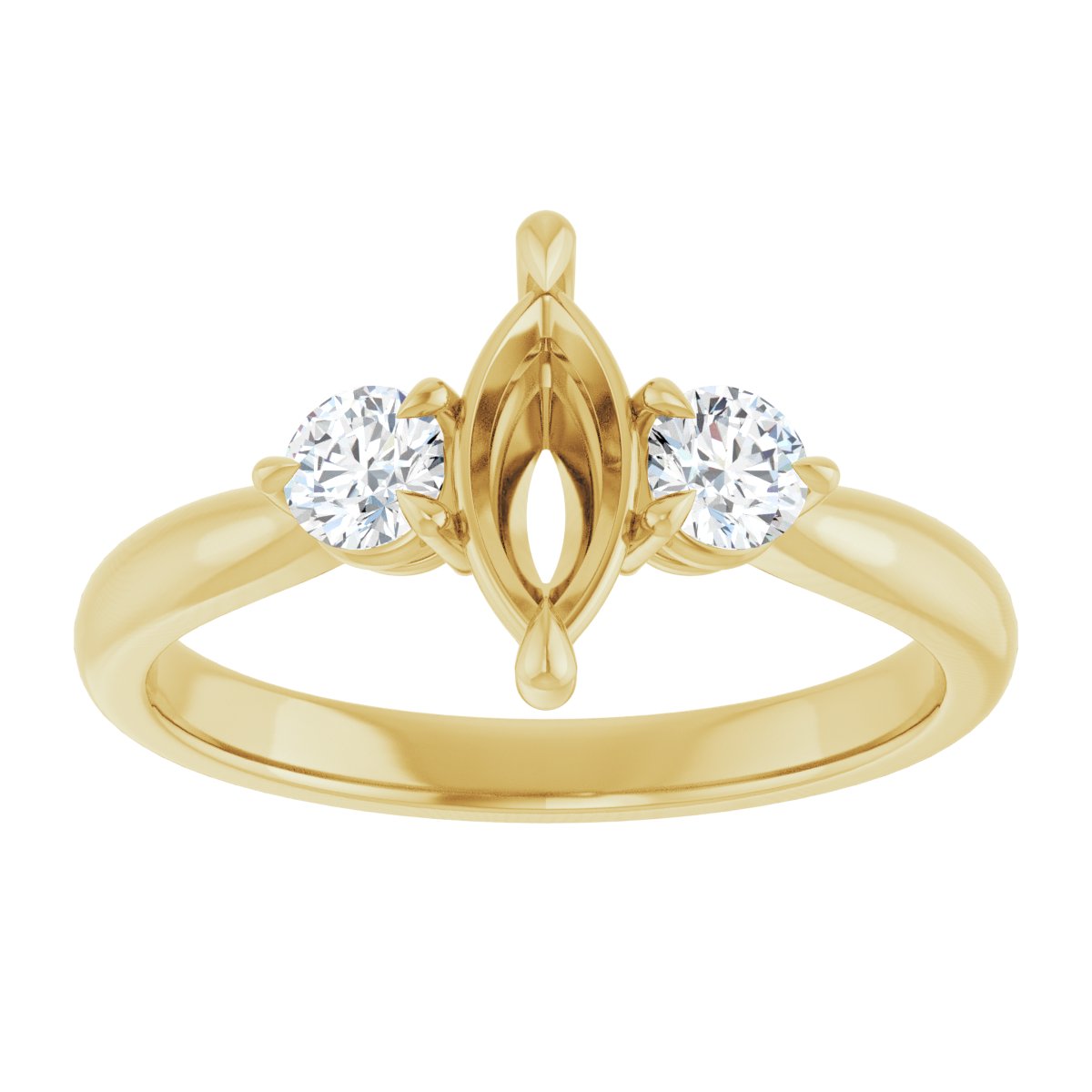 Marquise Three-Stone Engagement Ring Semi-Mount - gallery - Series 123886