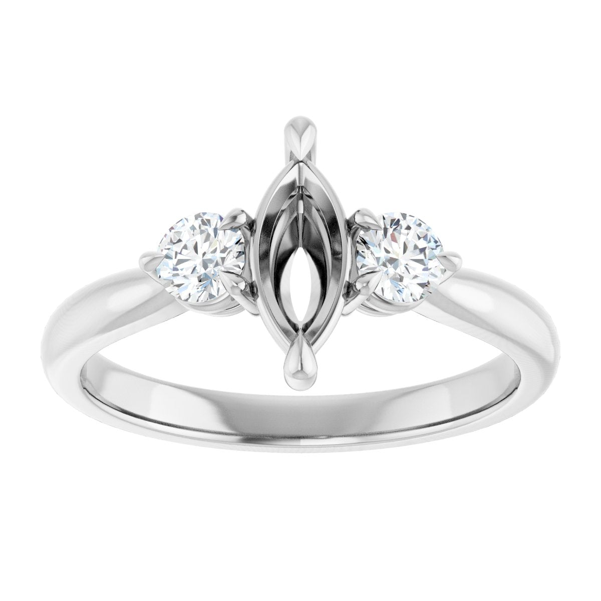 Marquise Three-Stone Engagement Ring Semi-Mount - gallery - Series 123886