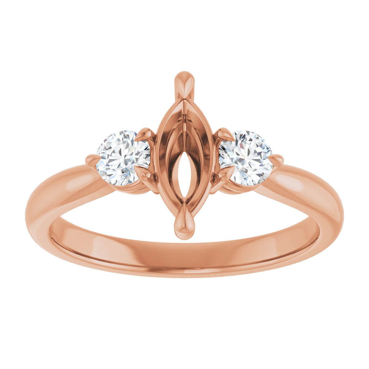 Marquise Three-Stone Engagement Ring Semi-Mount - gallery - Series 123886