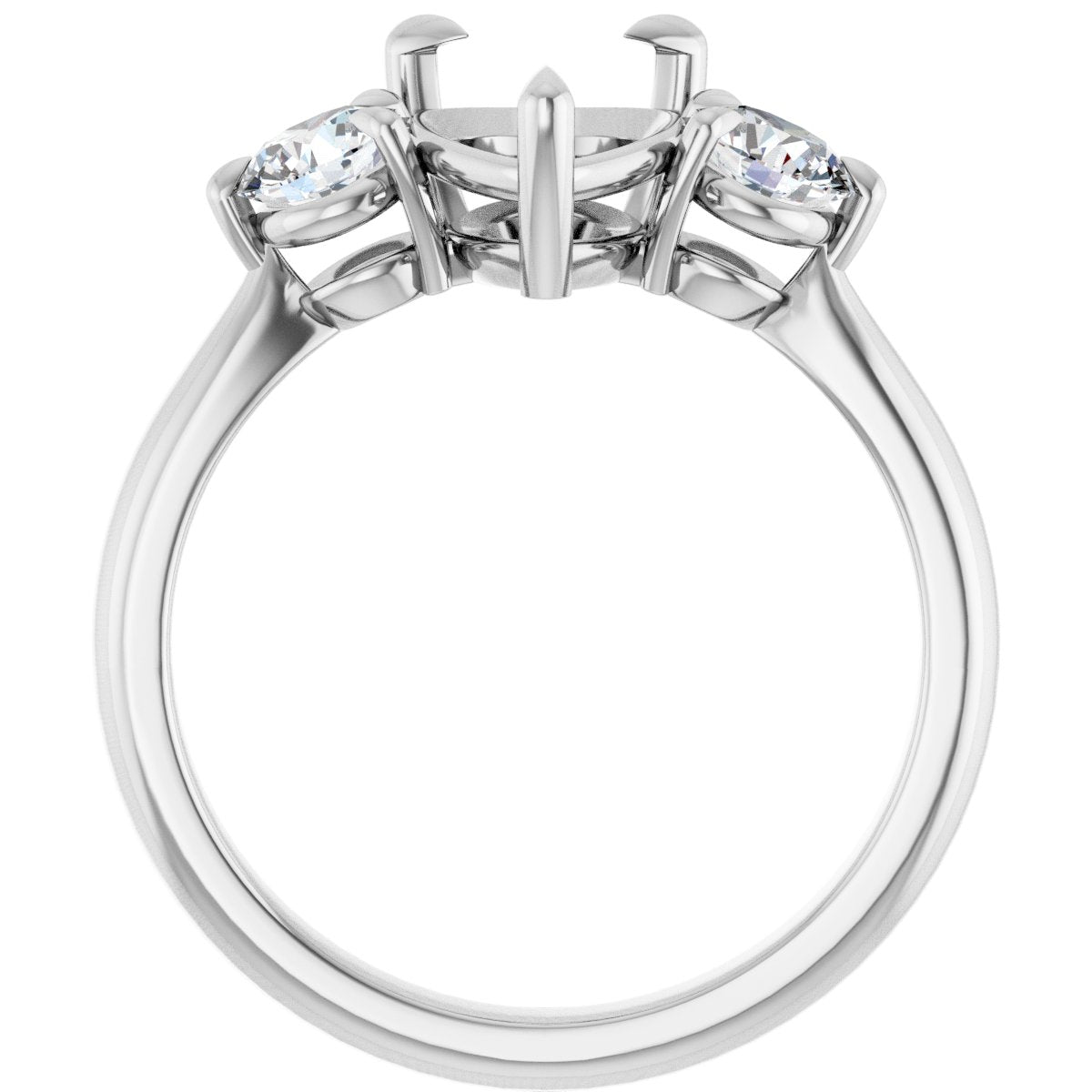 Pear Three-Stone Engagement Ring Semi-Mount - gallery - Series 123886
