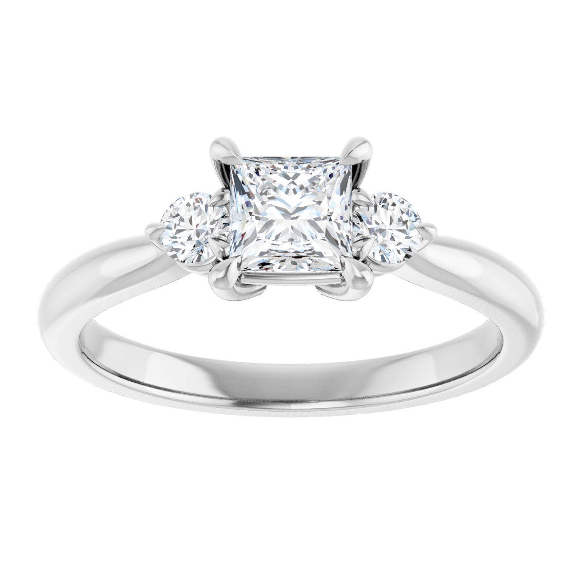 Square Three-Stone Engagement Ring Semi-Mount - gallery - Series 123886