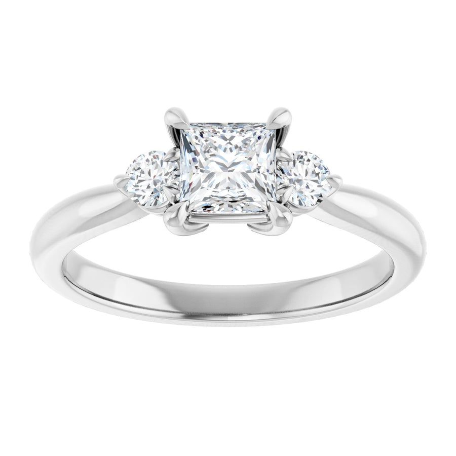 Square Three-Stone Engagement Ring Semi-Mount - gallery - Series 123886