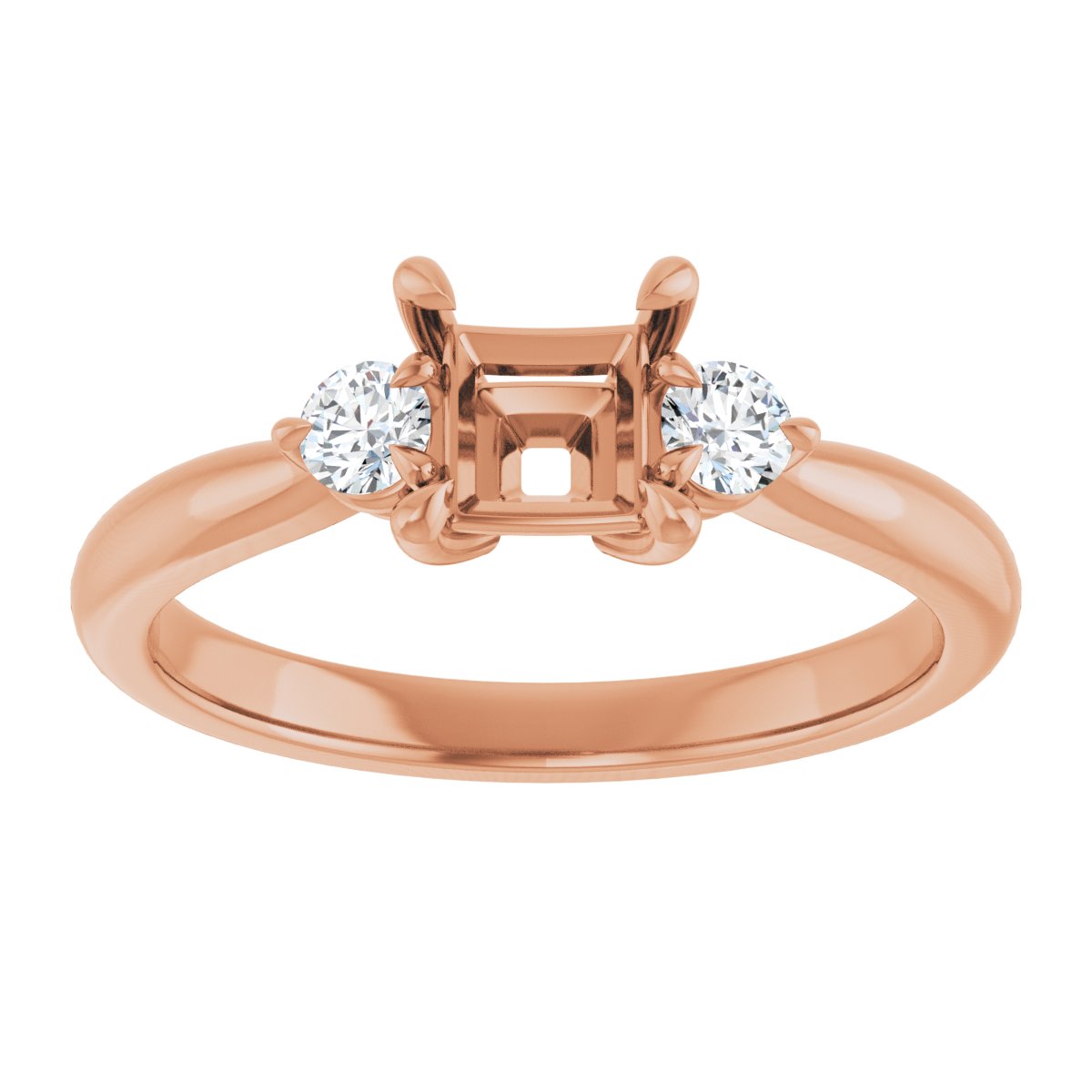 Square Three-Stone Engagement Ring Semi-Mount - gallery - Series 123886