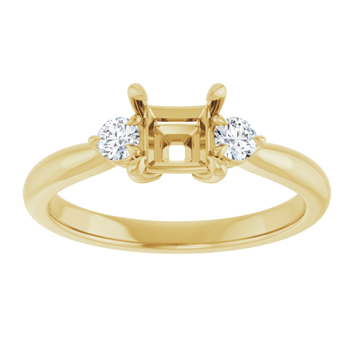 Square Three-Stone Engagement Ring Semi-Mount - gallery - Series 123886