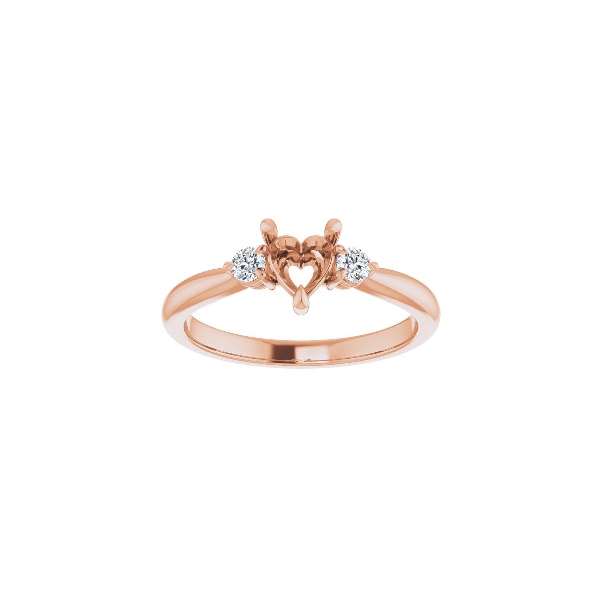 Heart Three-Stone Engagement Ring Semi-Mount - gallery - Series 123886