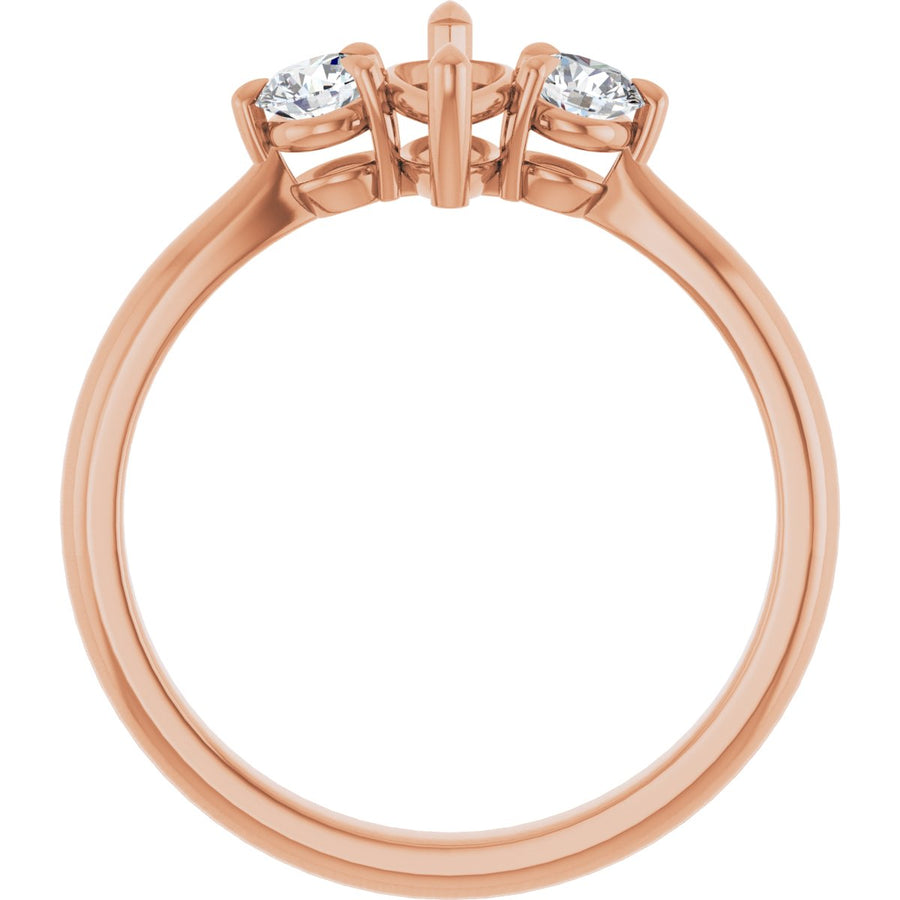 Marquise Three-Stone Engagement Ring Semi-Mount - gallery - Series 123886