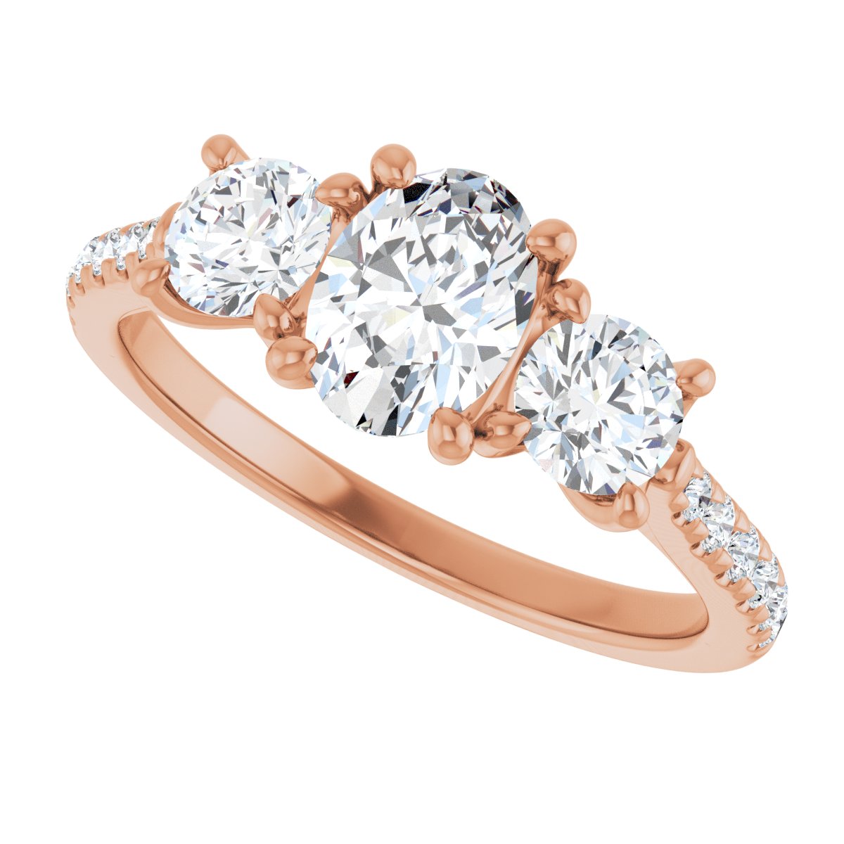 Oval Three-Stone Engagement Ring Semi-Mount - gallery - Series 123447