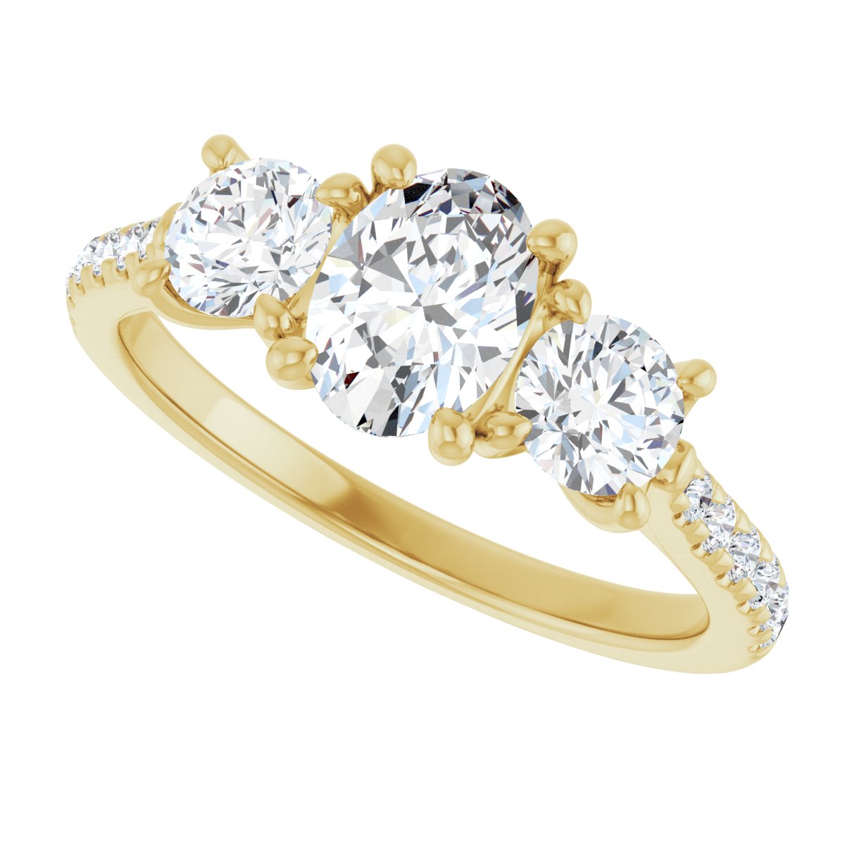 Oval Three-Stone Engagement Ring Semi-Mount - gallery - Series 123447