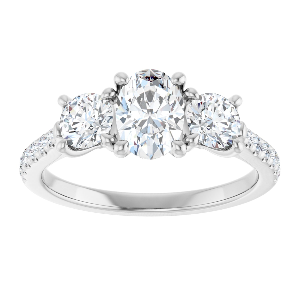 Oval Three-Stone Engagement Ring Semi-Mount - gallery - Series 123447