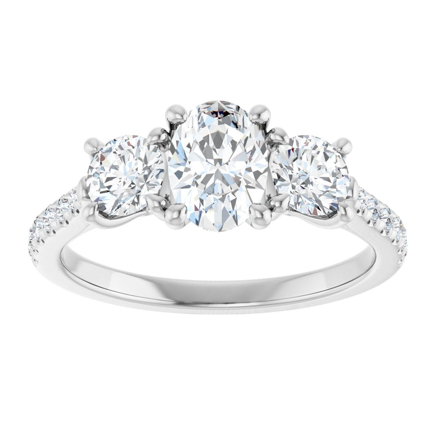 Oval Three-Stone Engagement Ring Semi-Mount - gallery - Series 123447
