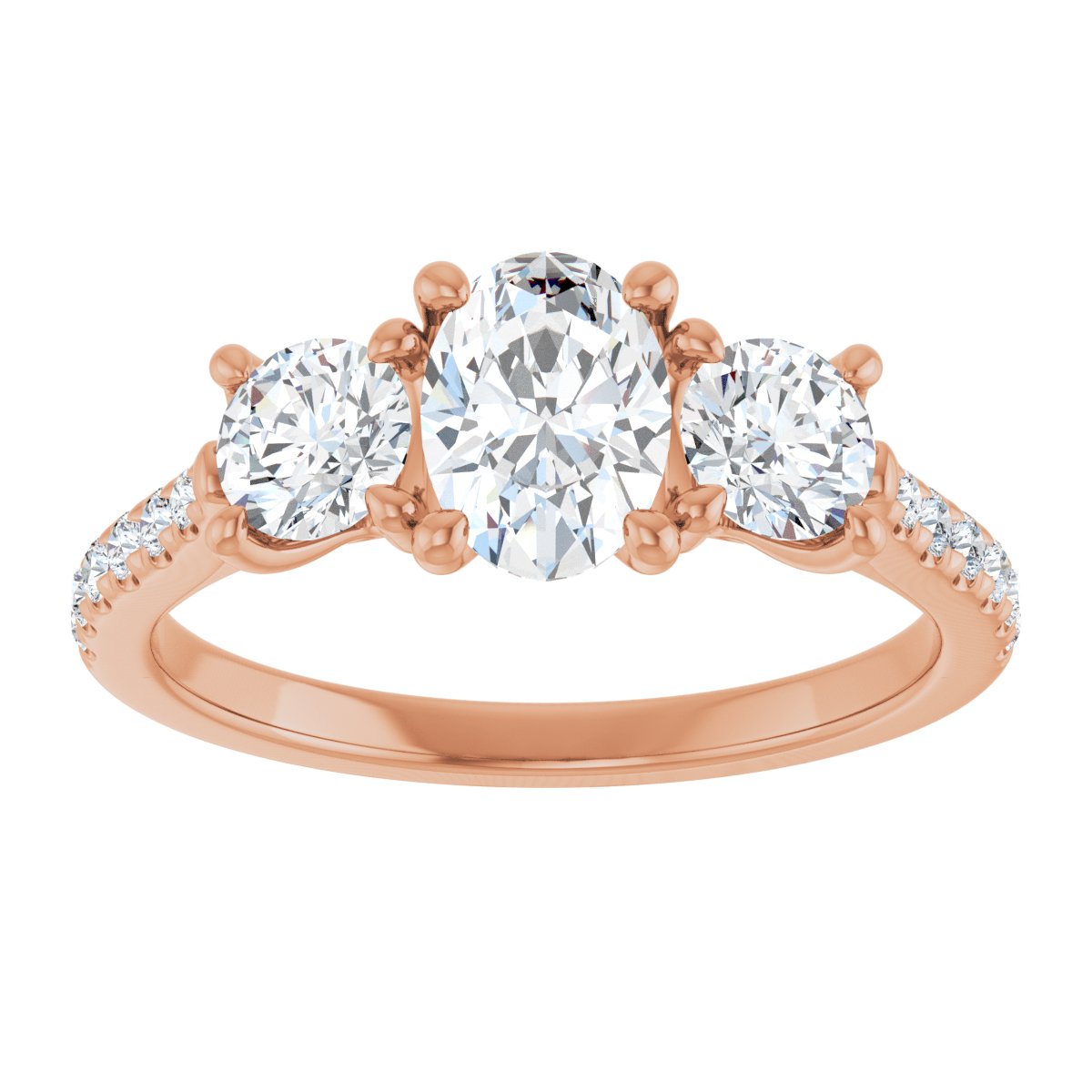 Oval Three-Stone Engagement Ring Semi-Mount - gallery - Series 123447