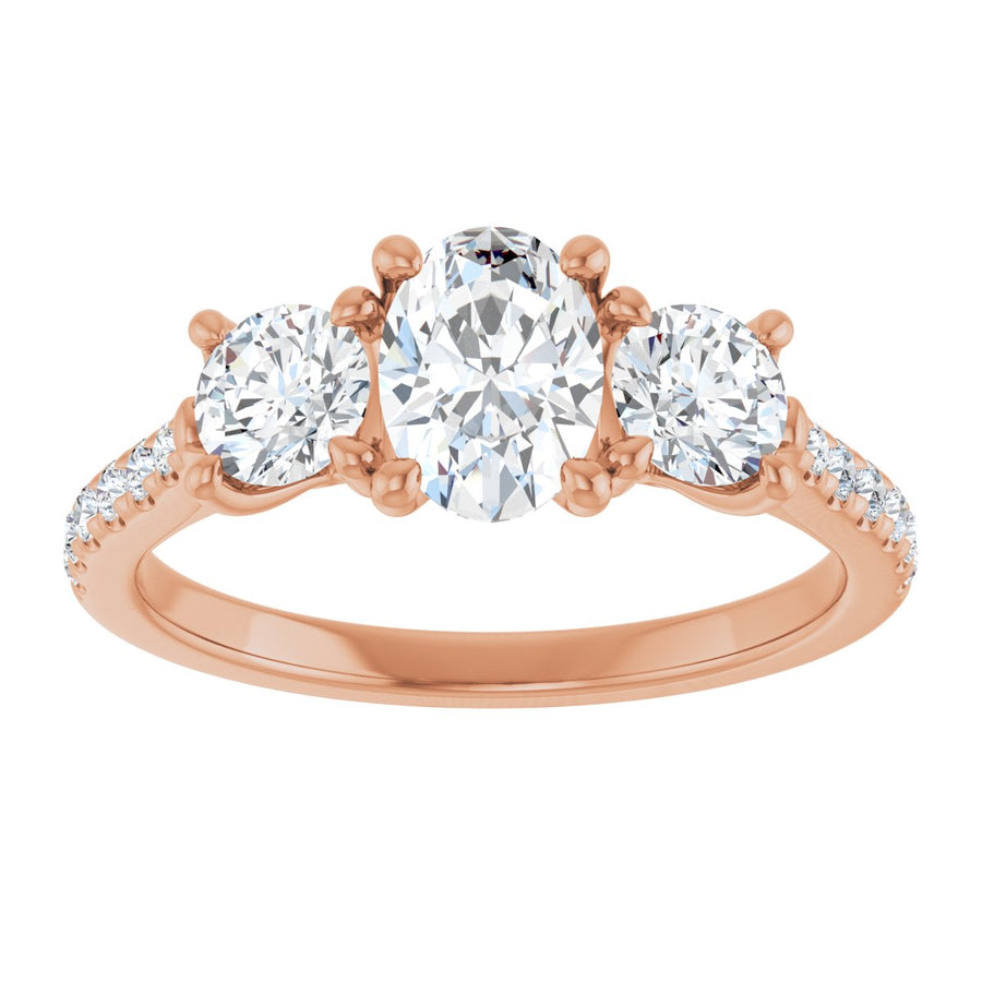 Oval Three-Stone Engagement Ring Semi-Mount - gallery - Series 123447