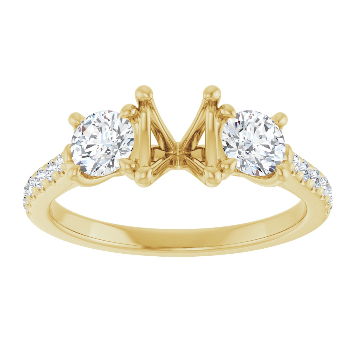Oval Three-Stone Engagement Ring Semi-Mount - gallery - Series 123447