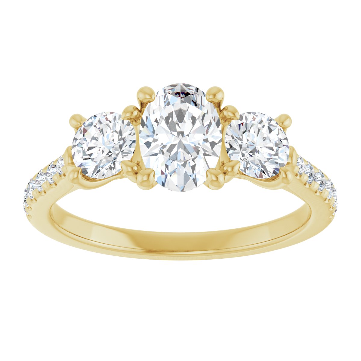 Oval Three-Stone Engagement Ring Semi-Mount - gallery - Series 123447