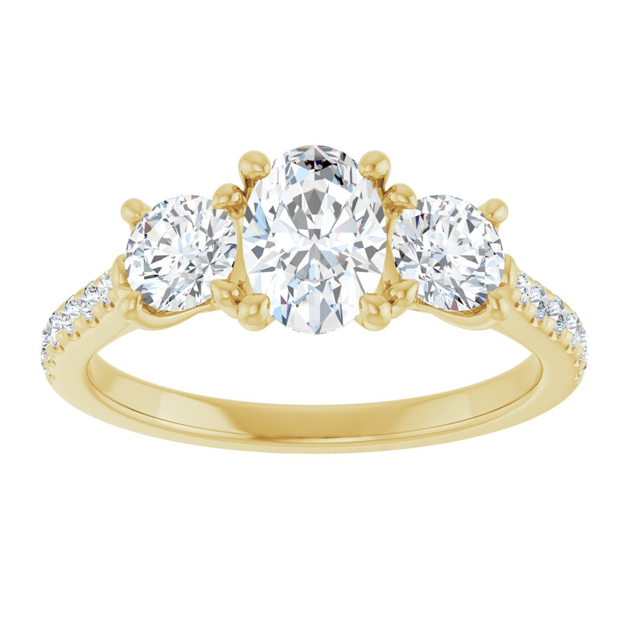 Oval Three-Stone Engagement Ring Semi-Mount - gallery - Series 123447