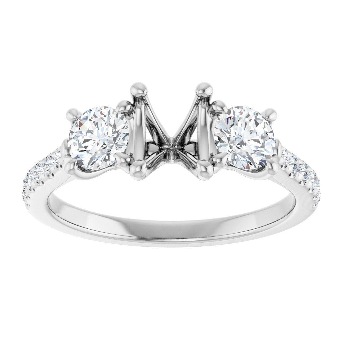 Oval Three-Stone Engagement Ring Semi-Mount - gallery - Series 123447