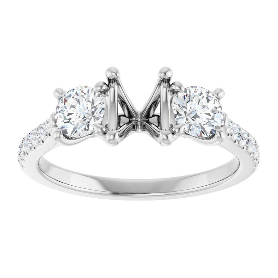 Oval Three-Stone Engagement Ring Semi-Mount - gallery - Series 123447