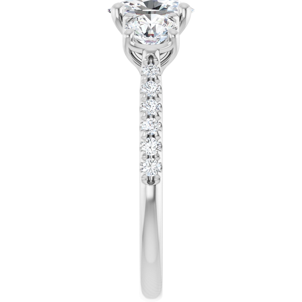 Oval Three-Stone Engagement Ring Semi-Mount - gallery - Series 123447