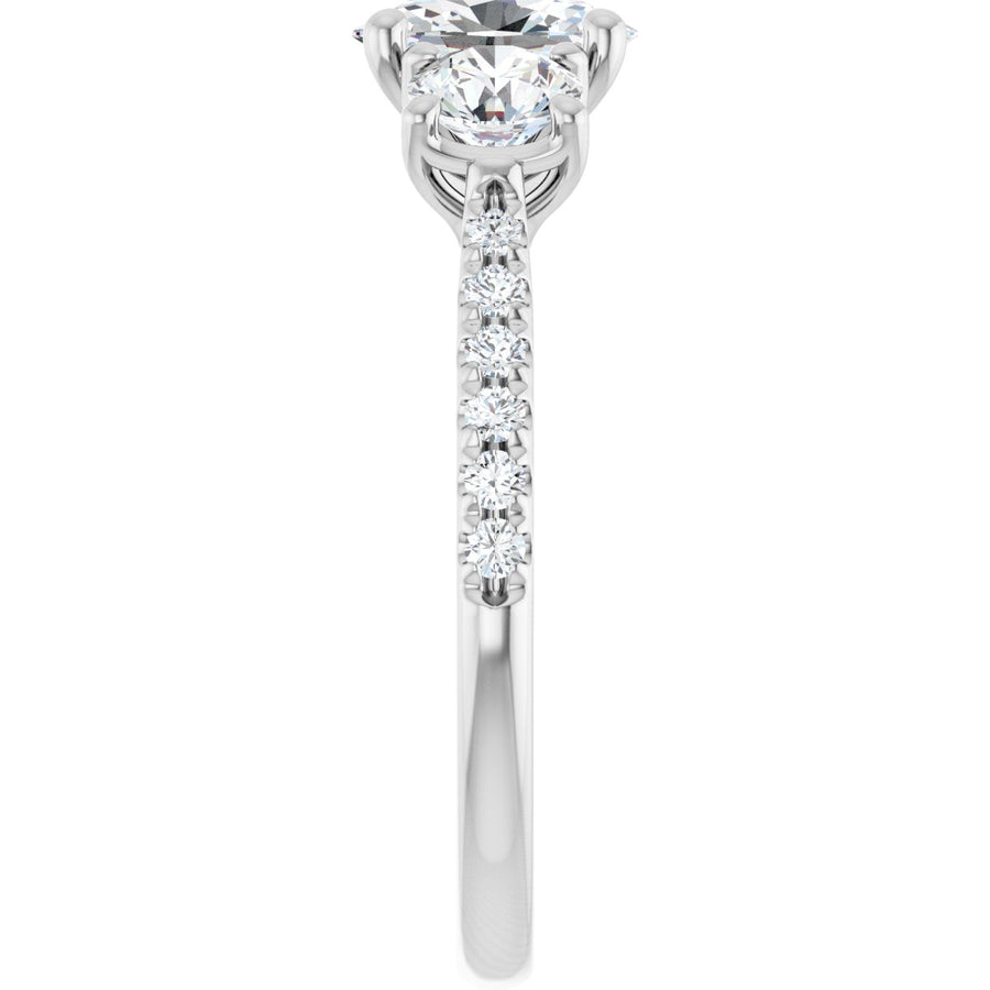 Oval Three-Stone Engagement Ring Semi-Mount - gallery - Series 123447
