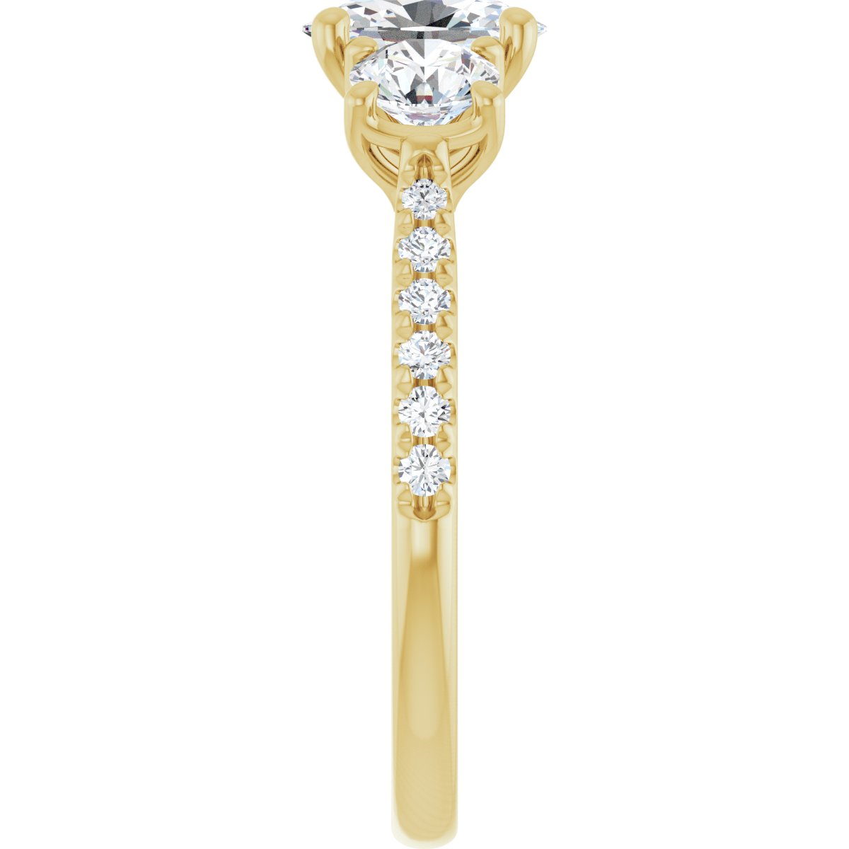 Oval Three-Stone Engagement Ring Semi-Mount - gallery - Series 123447
