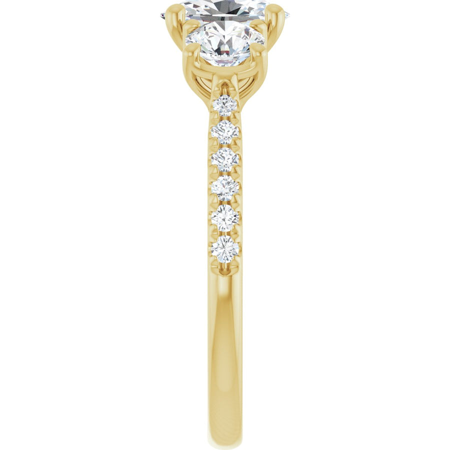 Oval Three-Stone Engagement Ring Semi-Mount - gallery - Series 123447