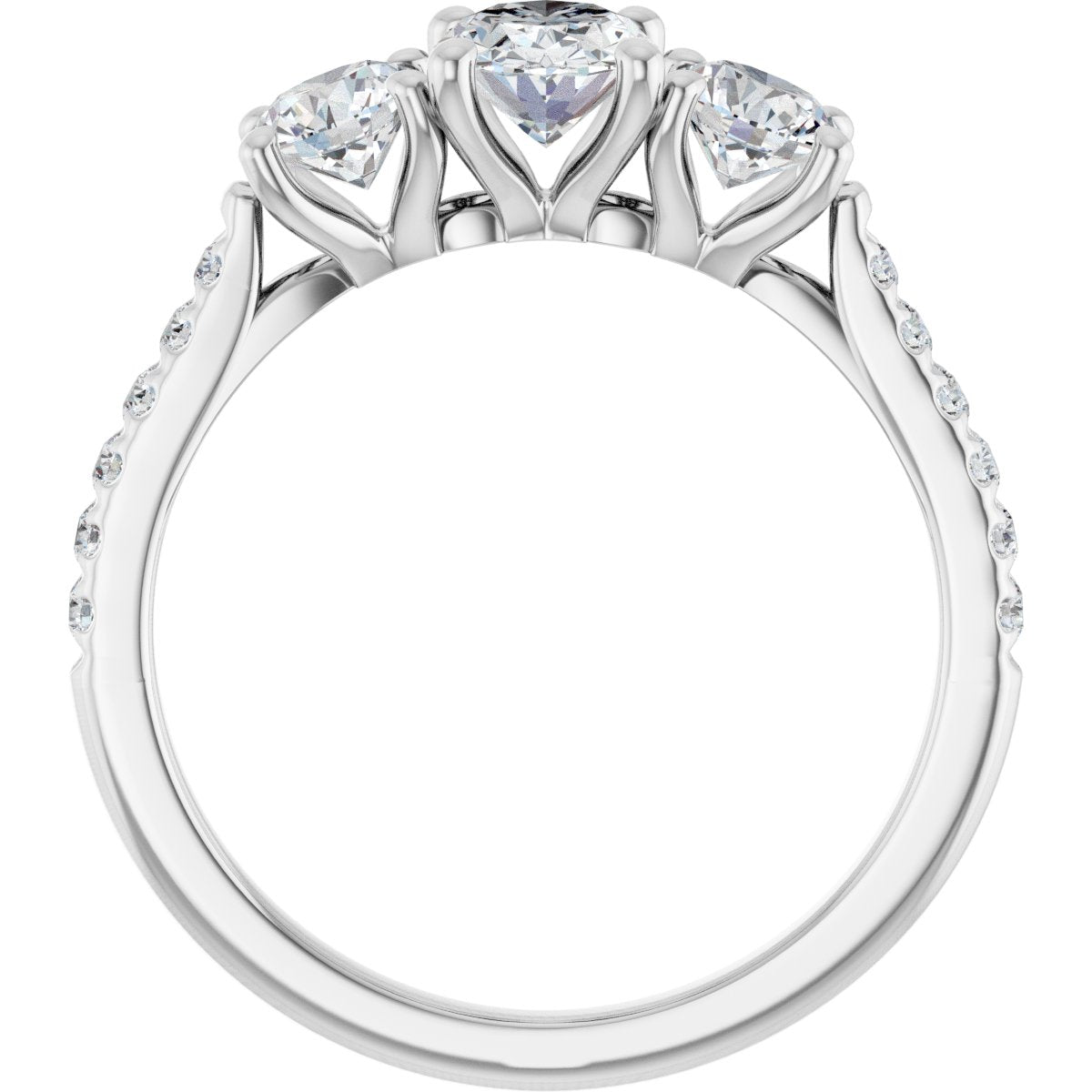 Oval Three-Stone Engagement Ring Semi-Mount - gallery - Series 123447
