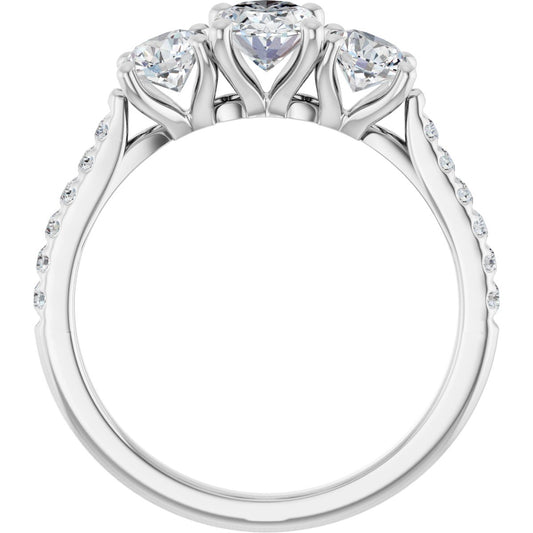 Oval Three-Stone Engagement Ring Semi-Mount - gallery - Series 123447