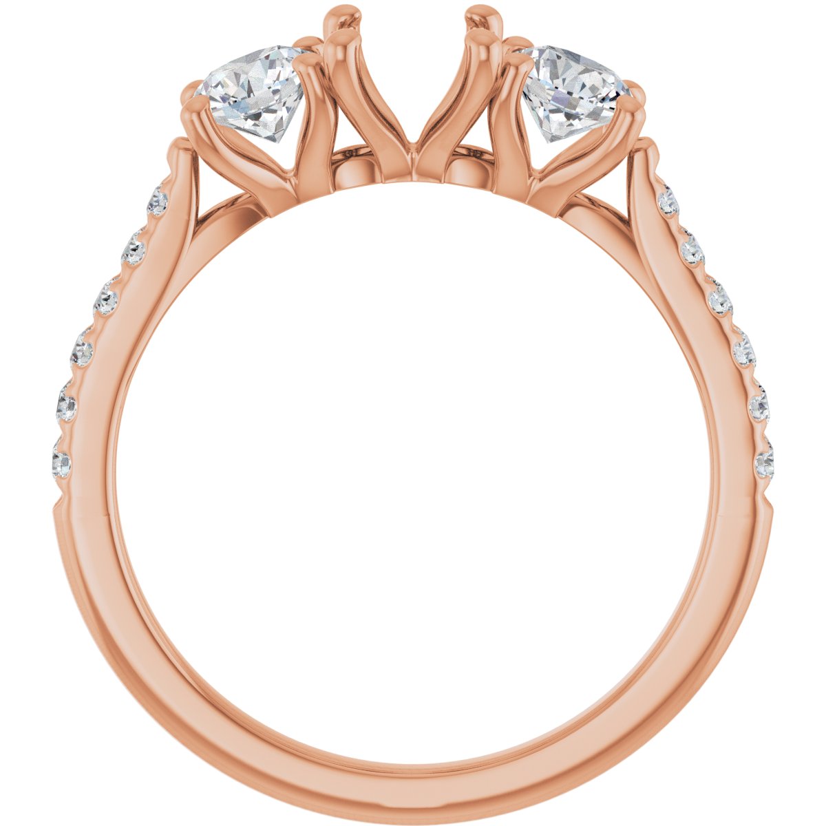 Oval Three-Stone Engagement Ring Semi-Mount - gallery - Series 123447