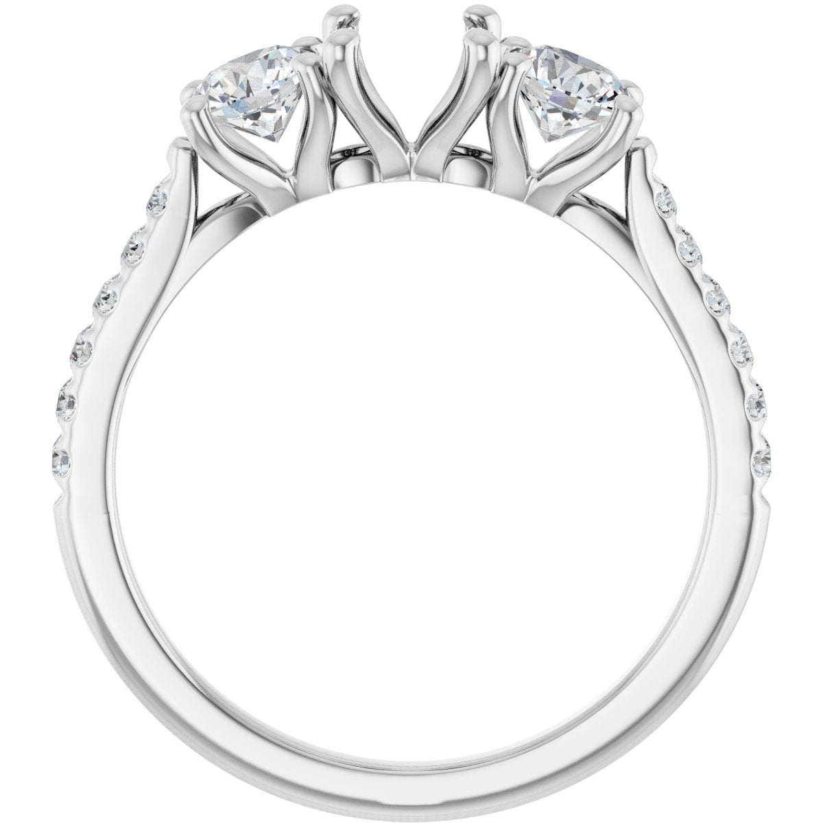 Oval Three-Stone Engagement Ring Semi-Mount - gallery - Series 123447