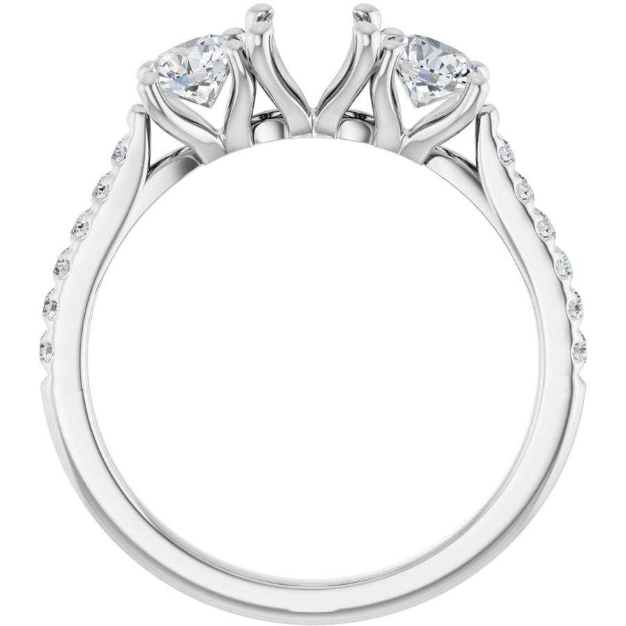 Oval Three-Stone Engagement Ring Semi-Mount - gallery - Series 123447