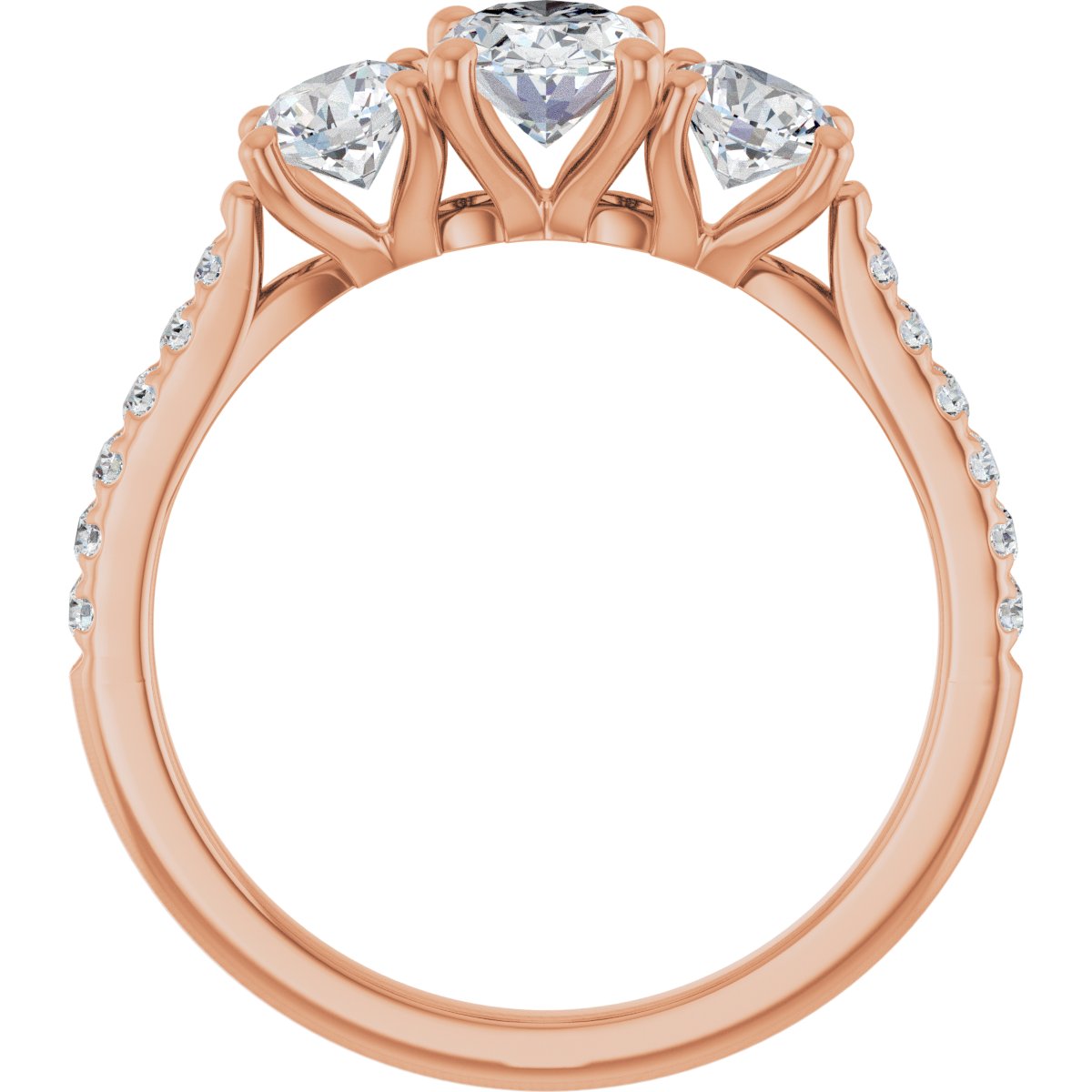Oval Three-Stone Engagement Ring Semi-Mount - gallery - Series 123447