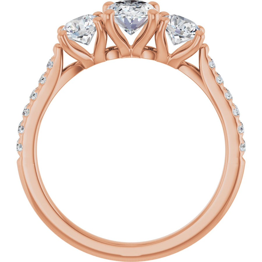 Oval Three-Stone Engagement Ring Semi-Mount - gallery - Series 123447