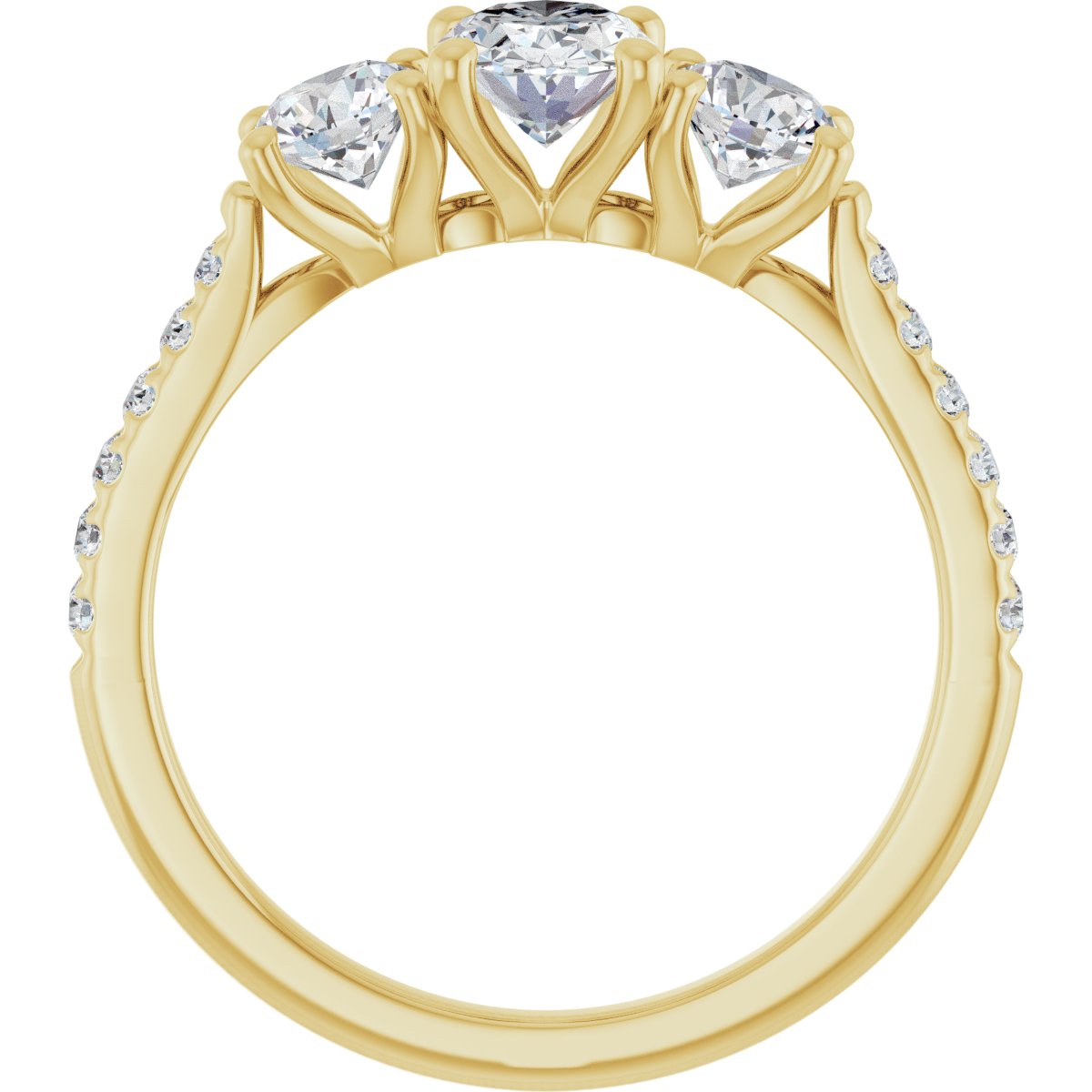 Oval Three-Stone Engagement Ring Semi-Mount - gallery - Series 123447