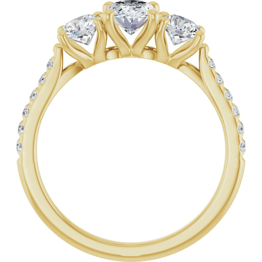 Oval Three-Stone Engagement Ring Semi-Mount - gallery - Series 123447